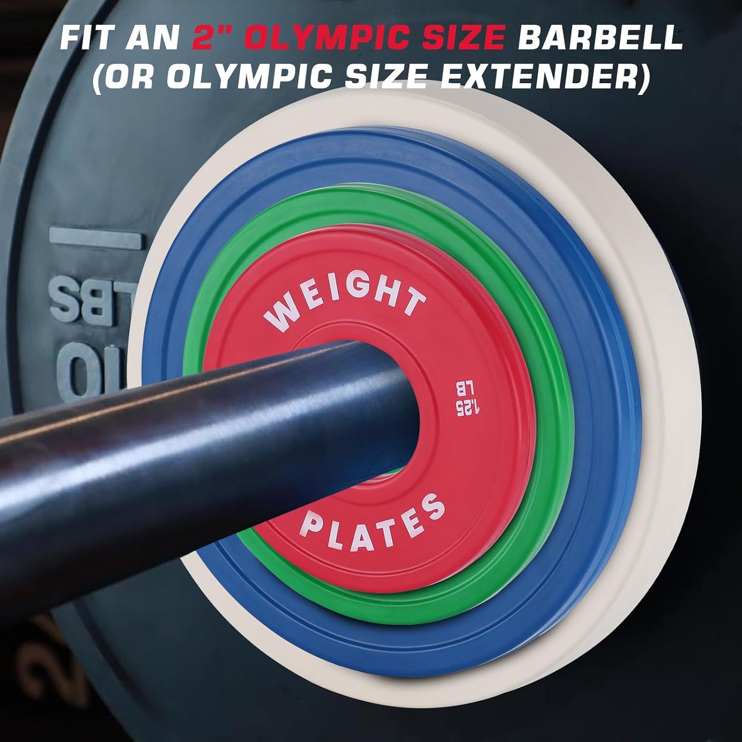 2" Rubber Bumper Weight Plates (Pairs/Single 1.25-55 Lbs) - Change Weight Plates Set 2 in Colored Fractional Weight Plates for Weightlifting,Home Gym Strength Training