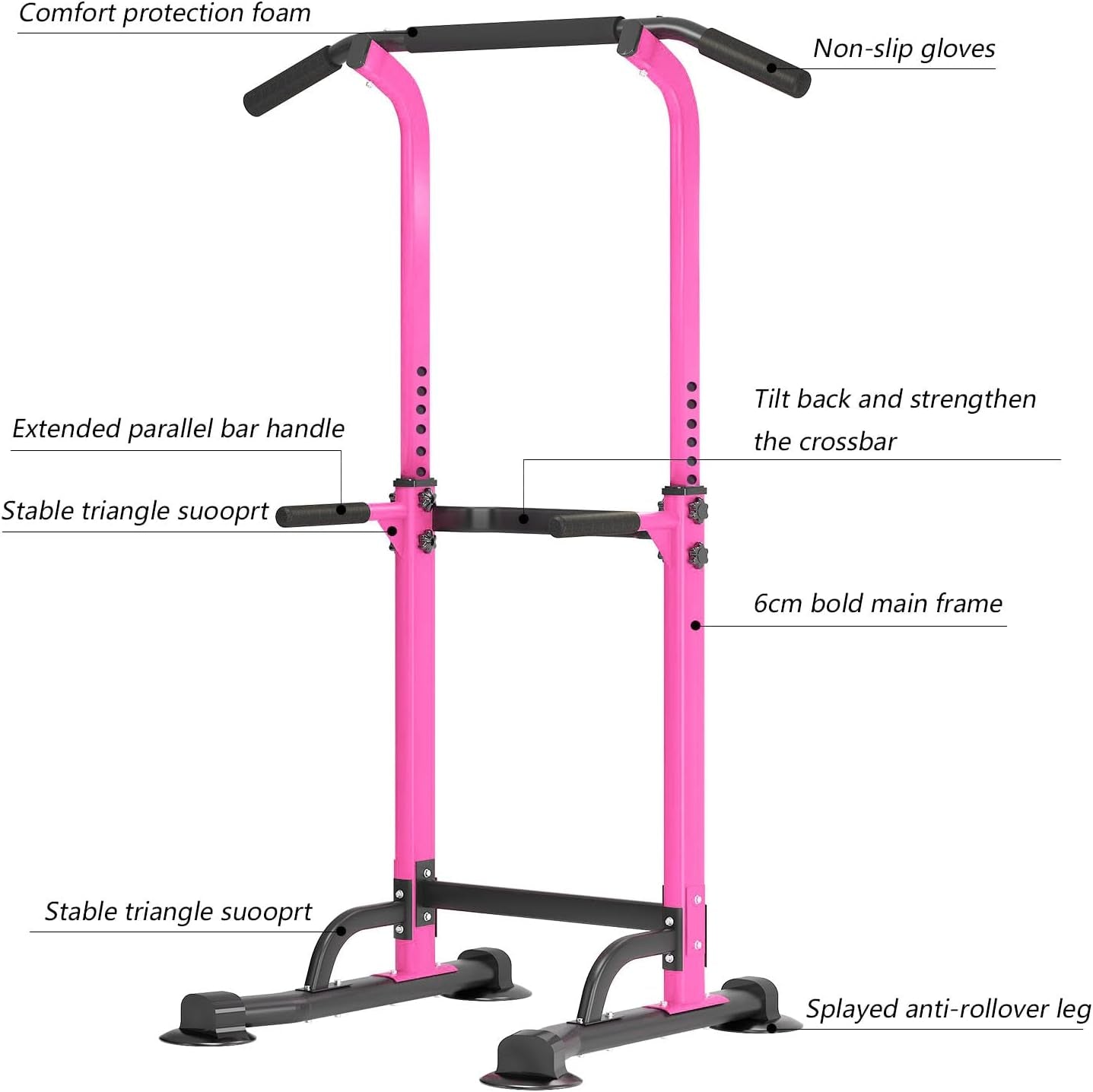 Power Tower Dip Station Pull up Bar for Home Gym Adjustable Height Strength Training Workout Equipment,Pull up Bar Station