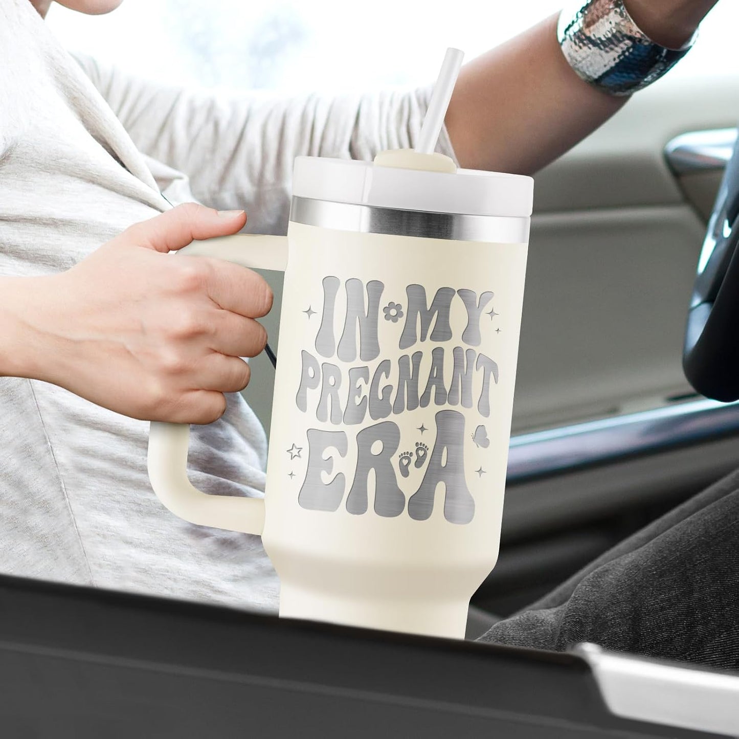 Pregnancy Gifts for Expecting Mom - Mom to Be Gift - Pregnant Mom Gifts - Mothers Day Gift for Pregnant Women, First Time Mother to Be, Mommy to Be - 40Oz Travel Cup Insulated Tumbler with Lid & Straw