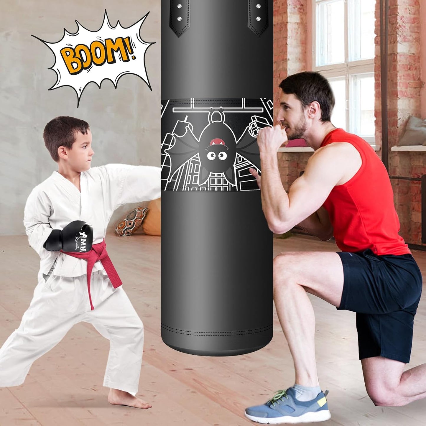 Punching Bag for Kids, 2.7FT Hanging Boxing Bag with Boxing Gloves, Kids Boxing Set Kickboxing Bag for Youth Boxing Karate Muay Thai Kick Taekwondo Training