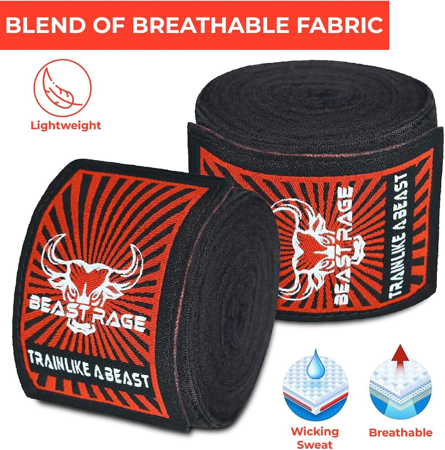 Boxing Hand Wraps for MMA Kickboxing Wrist Wraps Professional Adult 180" Semi-Elastic Martial Arts Inner Gloves Heavy Bag Handwraps Muay Thai Thumb Straps