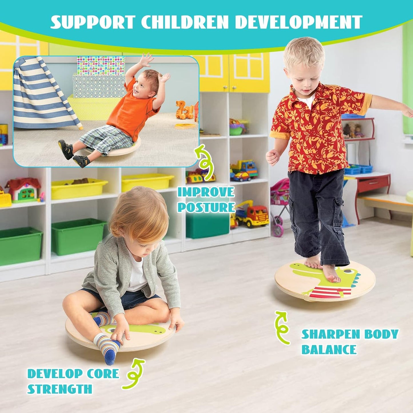 Wooden Balance Board with Crossed Base Balance Kids Rocking Seesaw Balance Board Sensory Training Rocking Board Balance Training Equipment Indoor Outdoor