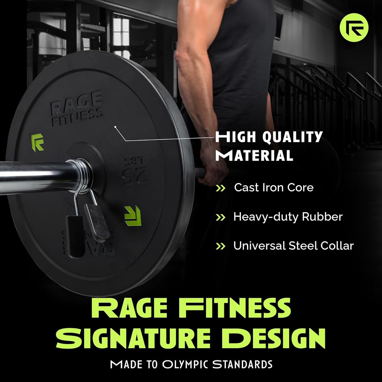 Olympic Bumper Plates – Rubber-Coated Weight Plates with Steel Insert for Strength Training & Home or Commercial Gyms (10–45 Lb, Sold Individually)