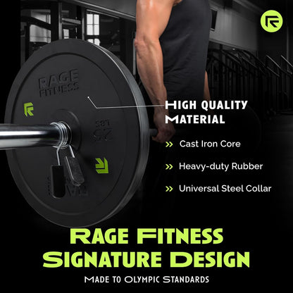 Olympic Bumper Plates – Rubber-Coated Weight Plates with Steel Insert for Strength Training & Home or Commercial Gyms (10–45 Lb, Sold Individually)