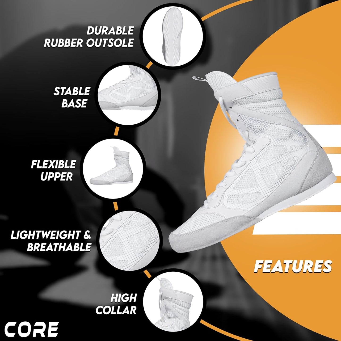 Boxing Shoes - Lightweight Boxing Shoes for Men & Women - Boxing Training Shoes with High Support – High Traction Boxing Boots - Breathable Lace up Boxer Shoes – Mens Kickboxing Shoes