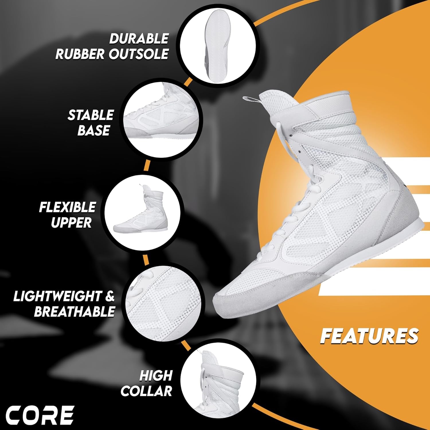 Boxing Shoes - Lightweight Boxing Shoes for Men & Women - Boxing Training Shoes with High Support – High Traction Boxing Boots - Breathable Lace up Boxer Shoes – Mens Kickboxing Shoes