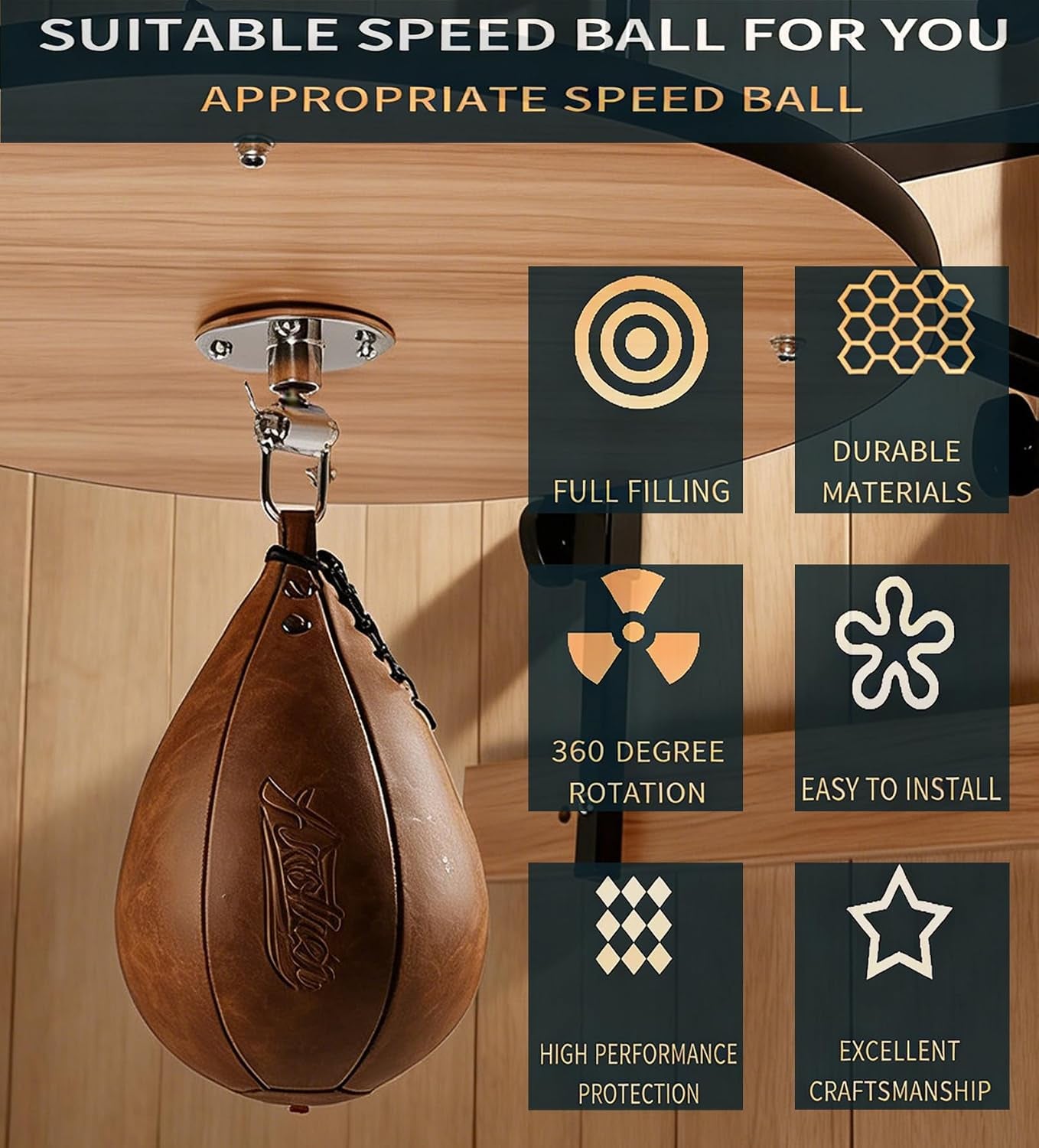 Boxing Speed Punching Bag MMA Training Speed Ball Hanging Swivel Reflex Bag Equipment Workout Kicking Martial Arts Home Gym Exercise Speed Bag