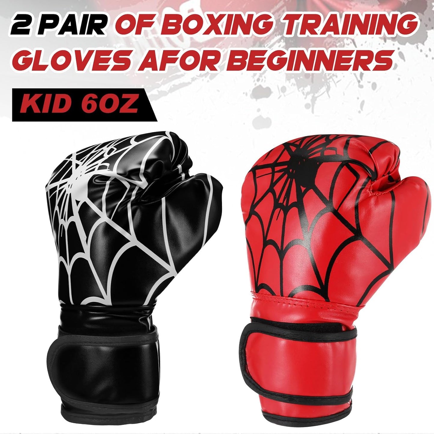 2 Pair Boxing Gloves for Kids Youth 6Oz Boxing Gloves Wrestling Gloves Sparring Equipment for Boxing Taekwondo Kickboxing Muay Thai BJJ Karate Training