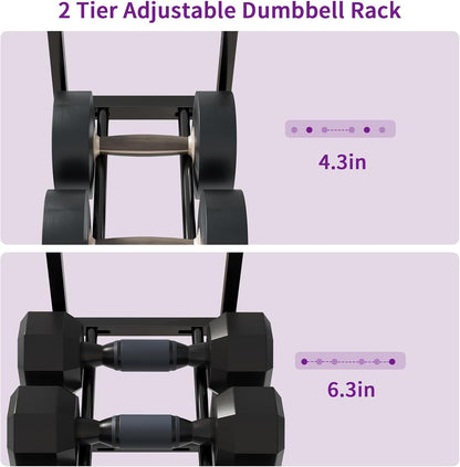 Dumbbell Rack, Gym Storage Rack, Weight Rack for Home Gym, Dumbbells, Kettlebells, Yoga Mats & More Space-Saving Home Gym Organizer