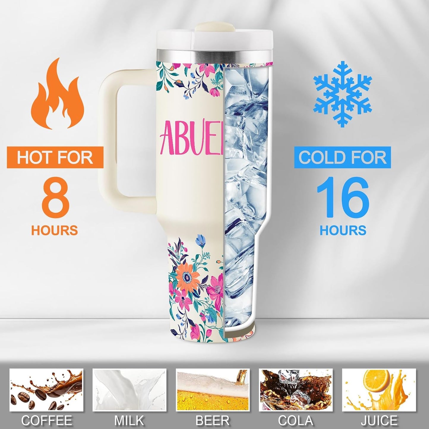 Abuelita Gifts Birthday Gifts for Abuelita Regalos Para Abuelita Feliz Cumpleaños Abuelita Abuela Gifts for Mothers Day Christmas 40Oz Travel Cup Insulated Tumbler with Lid & Straw