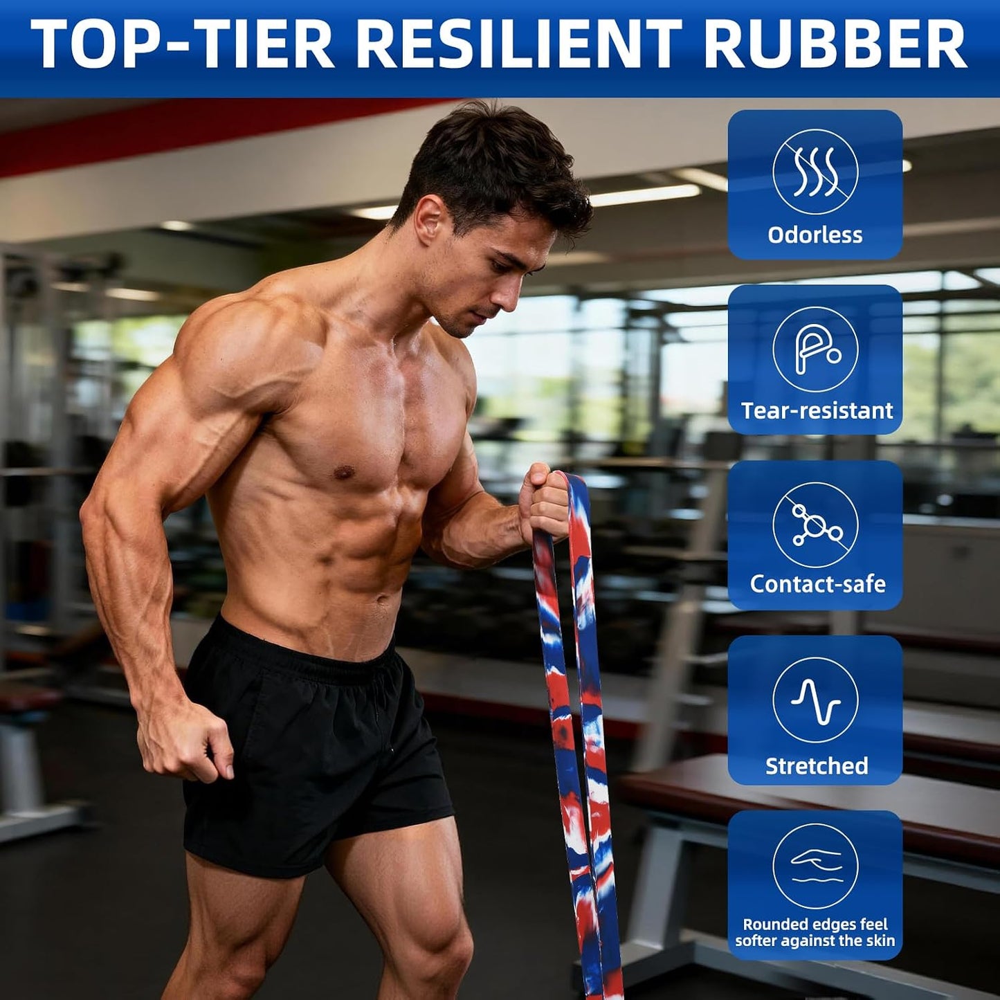 Resistance Band Set, 81.9 Inch Circumference Pull up Assist Bands with Storage Bag, Camouflage Workout Bands for Powerlifting, Stretching, WOD & Strength Training, Unisex Fitness