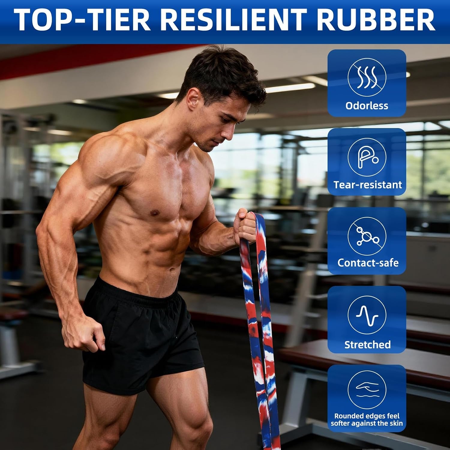 Resistance Band Set, 81.9 Inch Circumference Pull up Assist Bands with Storage Bag, Camouflage Workout Bands for Powerlifting, Stretching, WOD & Strength Training, Unisex Fitness