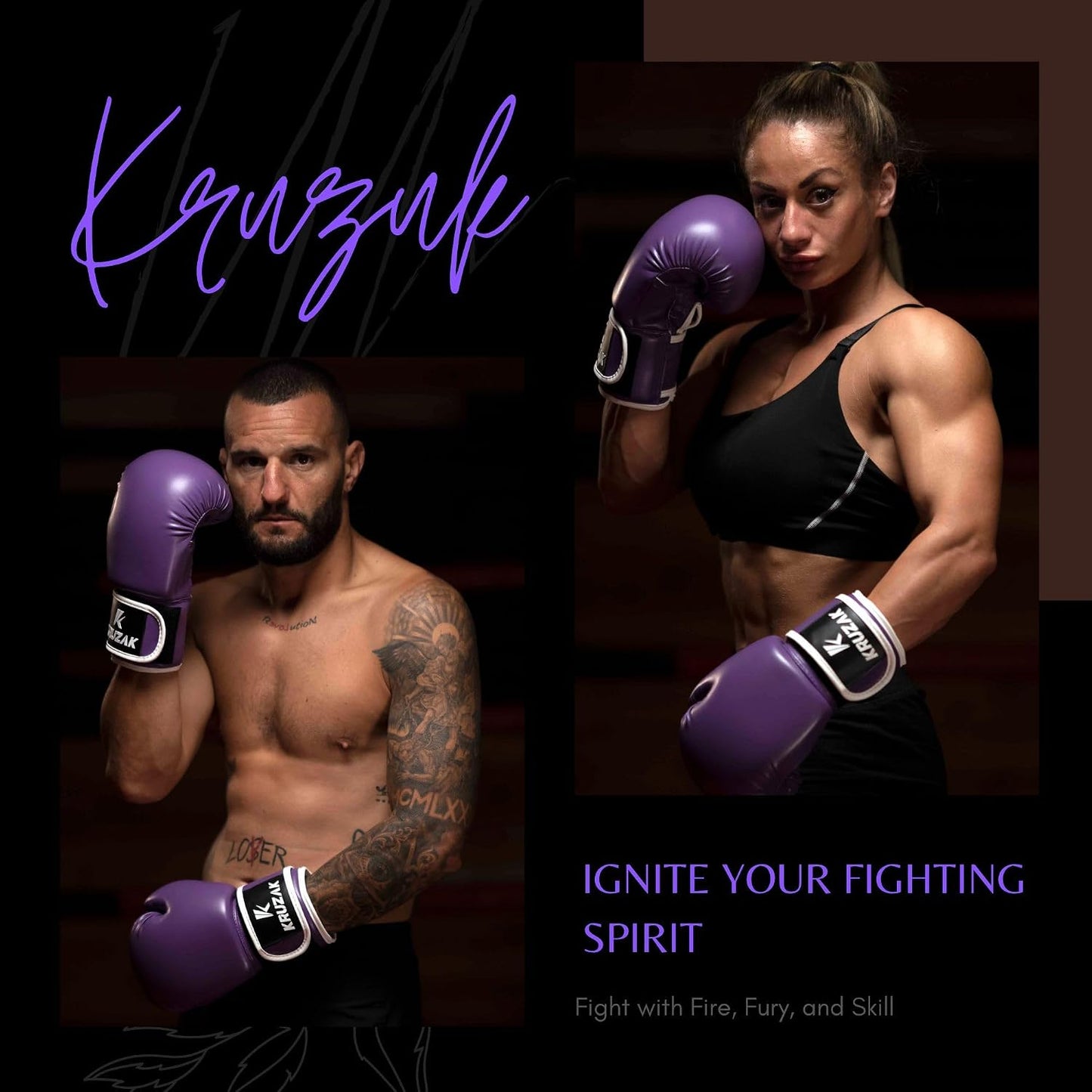 Kruzak Boxing Gloves for Men & Women, Sparring & Kickboxing Gloves, Muay Thai & MMA Gloves, 8-16 Oz