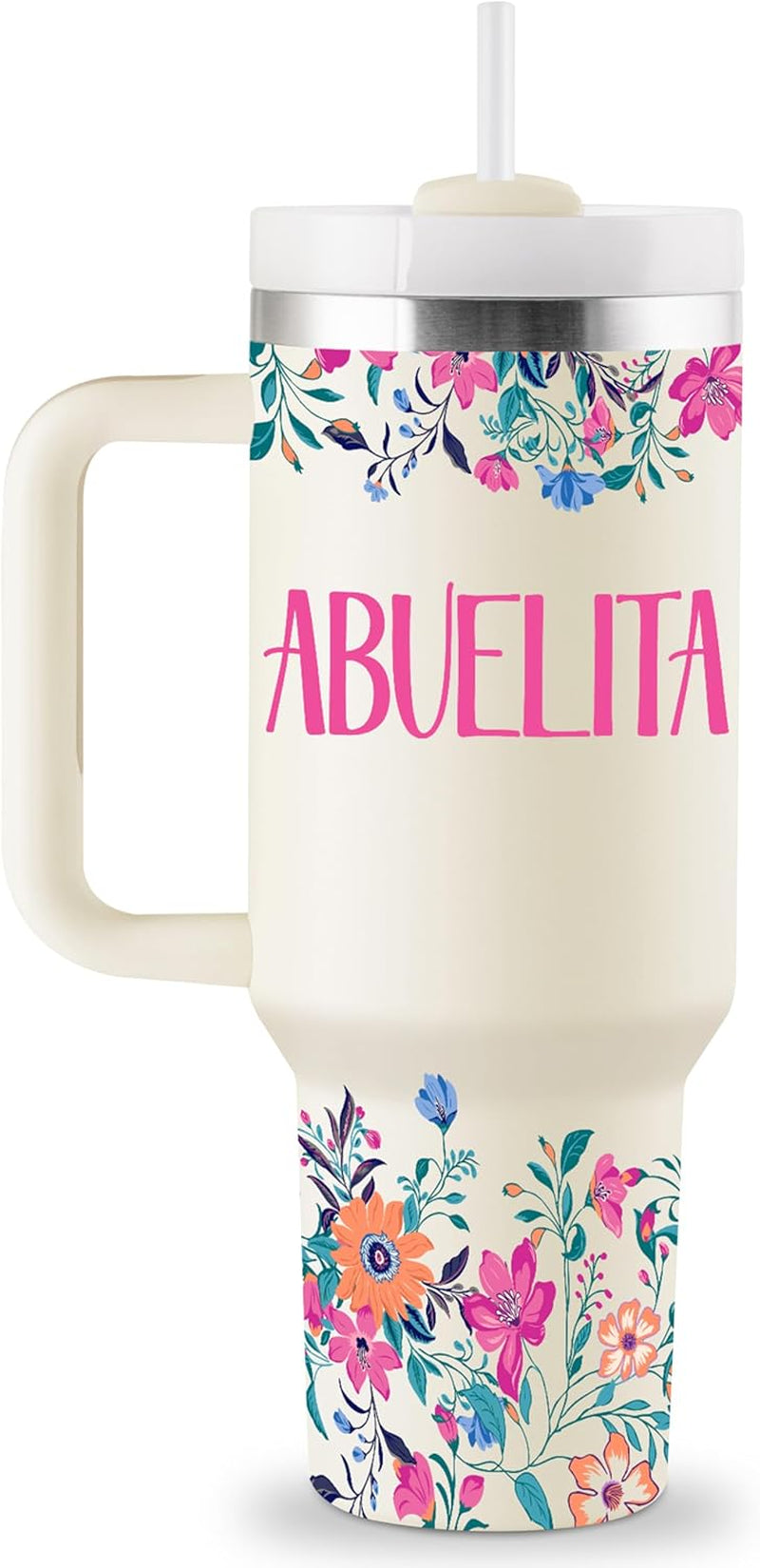 Abuelita Gifts Birthday Gifts for Abuelita Regalos Para Abuelita Feliz Cumpleaños Abuelita Abuela Gifts for Mothers Day Christmas 40Oz Travel Cup Insulated Tumbler with Lid & Straw