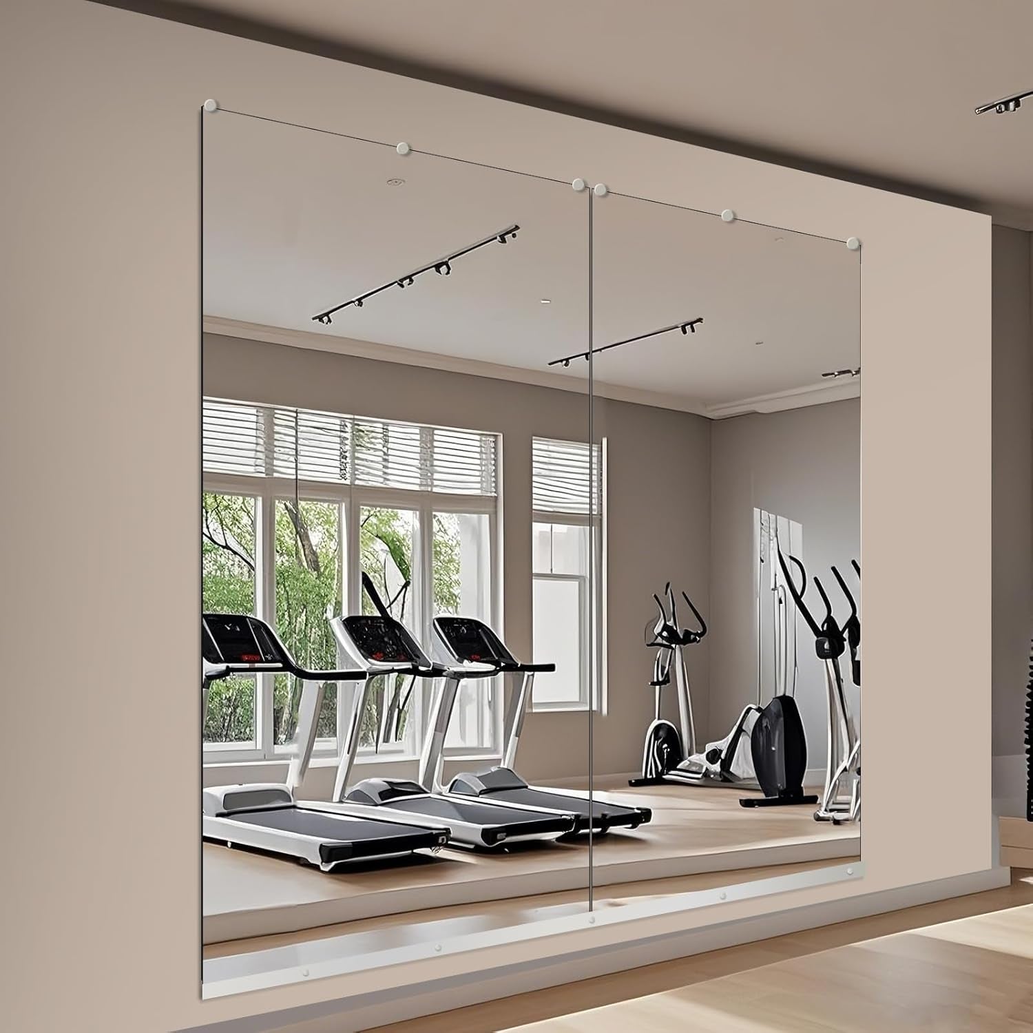Tempered Glass Home Gym Mirror, 2Pcs 48"X30" Large Gym Mirror, HD Large Full Body Mirrors for Dance, Yoga, Frameless, Fitness, Garage