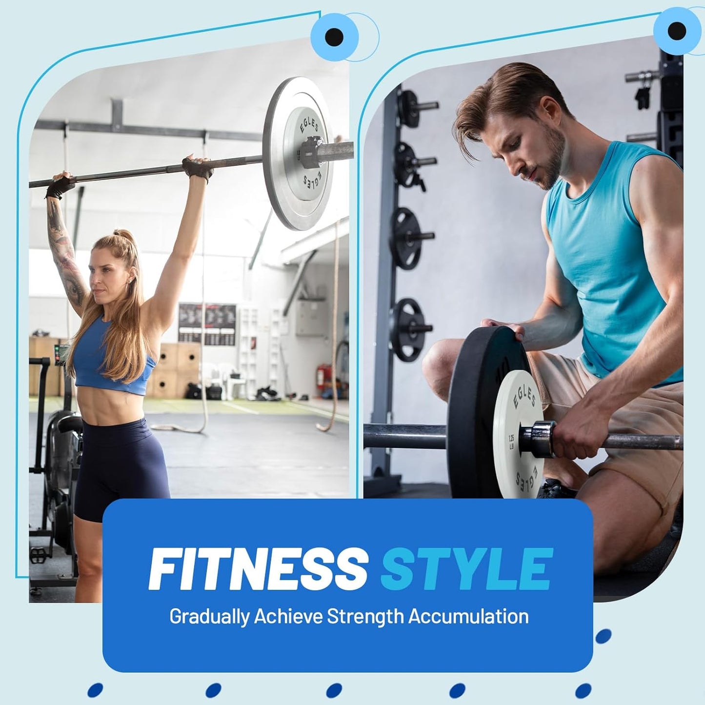 Change Plates Set 1.25LB, 2.5LB, 5LB - Rubber-Coated Weight Plates in Pairs, Olympic Bumper Plates, Color-Coded, IWF Standard, Fit 2-Inch Barbells Strength Training Weight Plates Gym & Fitness