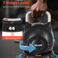 Kettlebell, Adjustable Kettlebell with 7 Weight Levels, Die-Cast Aluminum and ABS Material, for Grip Strength Training, Full-Body Workout & Cross-Training