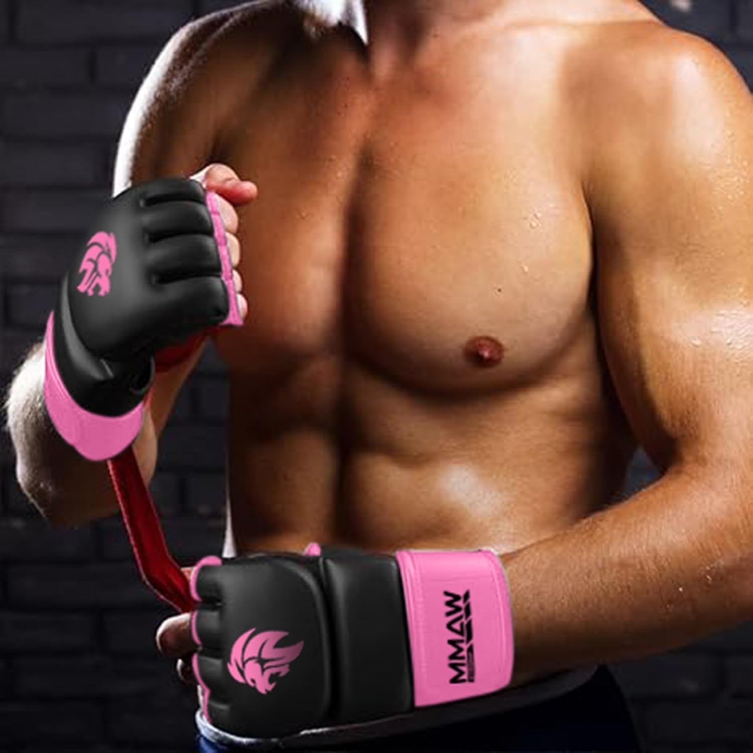 MMA Gloves - for Men & Women - Maxforce EVE Anti-Injury Shock Absorb Boxing Gloves Kickboxing Gloves - Half Finger, Open Palm for Muay Thai, Sparring, Punching Bag