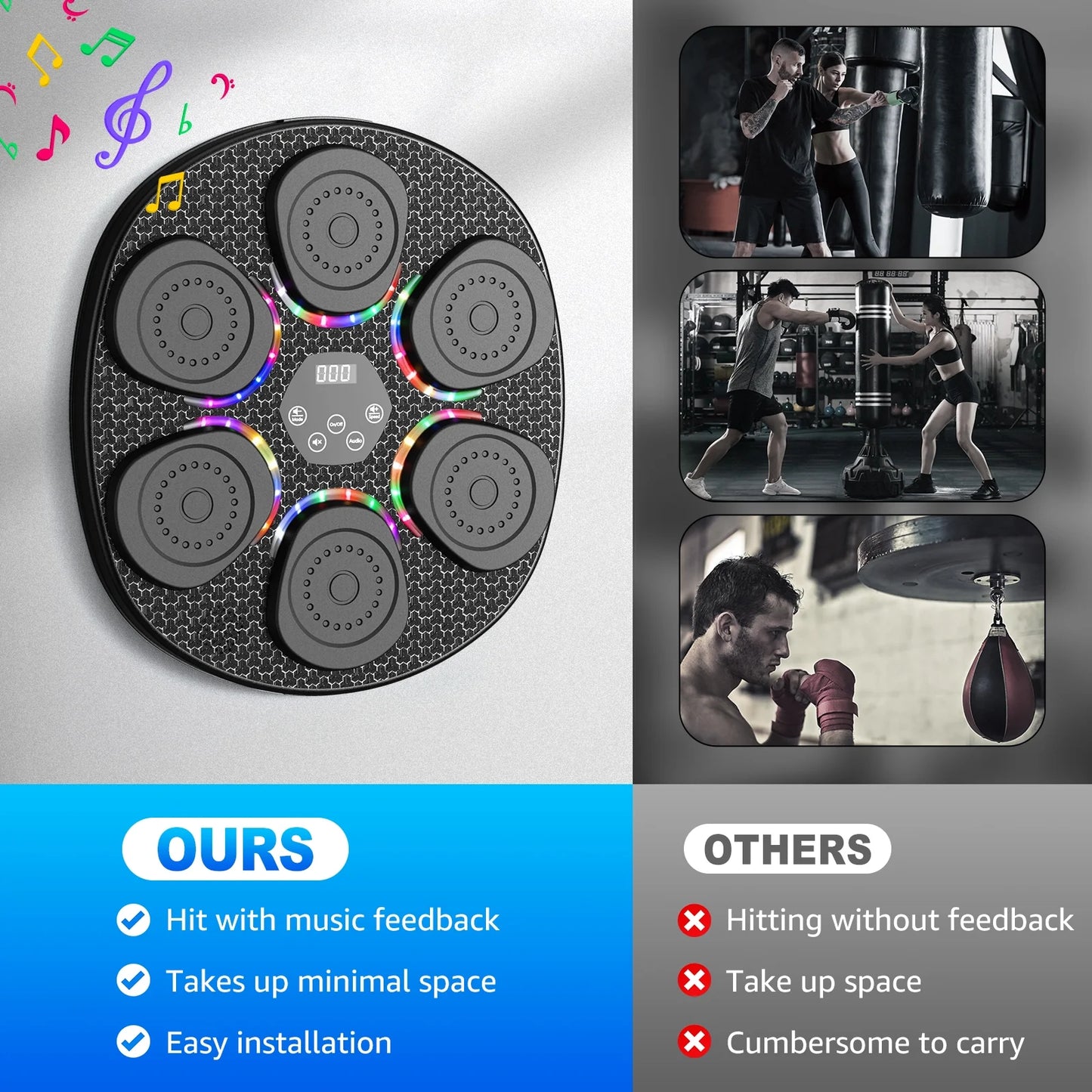 Hlthair Music Boxing Machine for Kids, Boxing Equipment with Gloves, Punching Machine for Boys&Girls