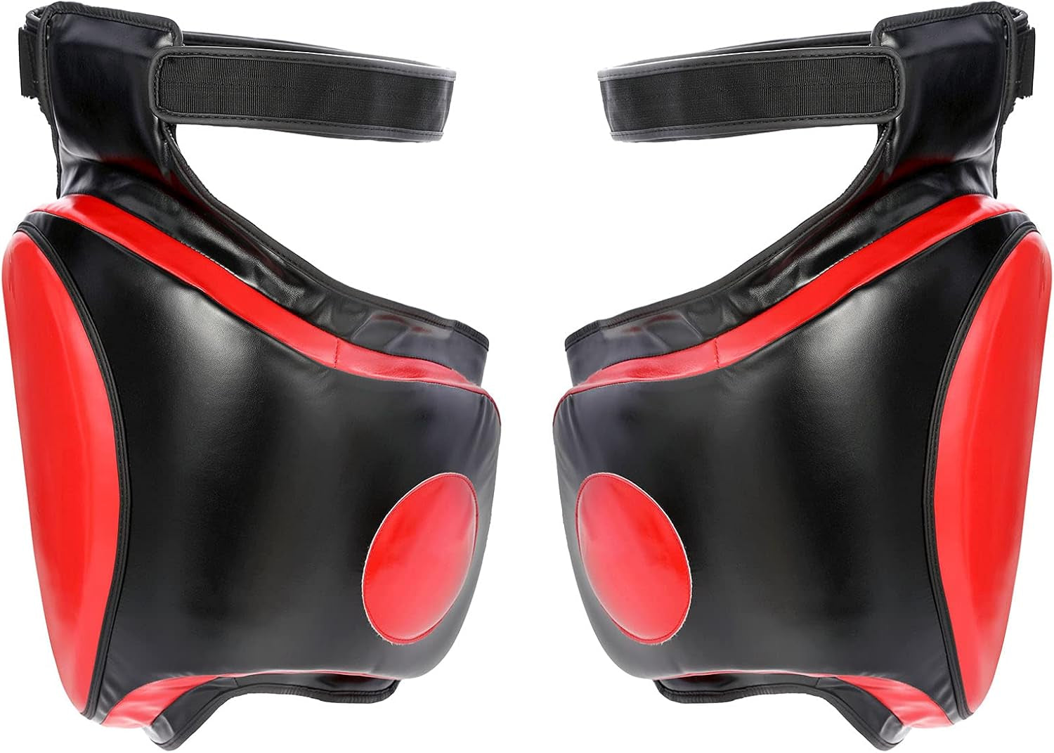 Kickboxing Thigh Pads - Muay Thai Thigh Pads High Density Foam Leg Guards with PU Leather - Adjustable Training Gear for Martial Arts Coach Trainer and Adult Sparring Body Protector