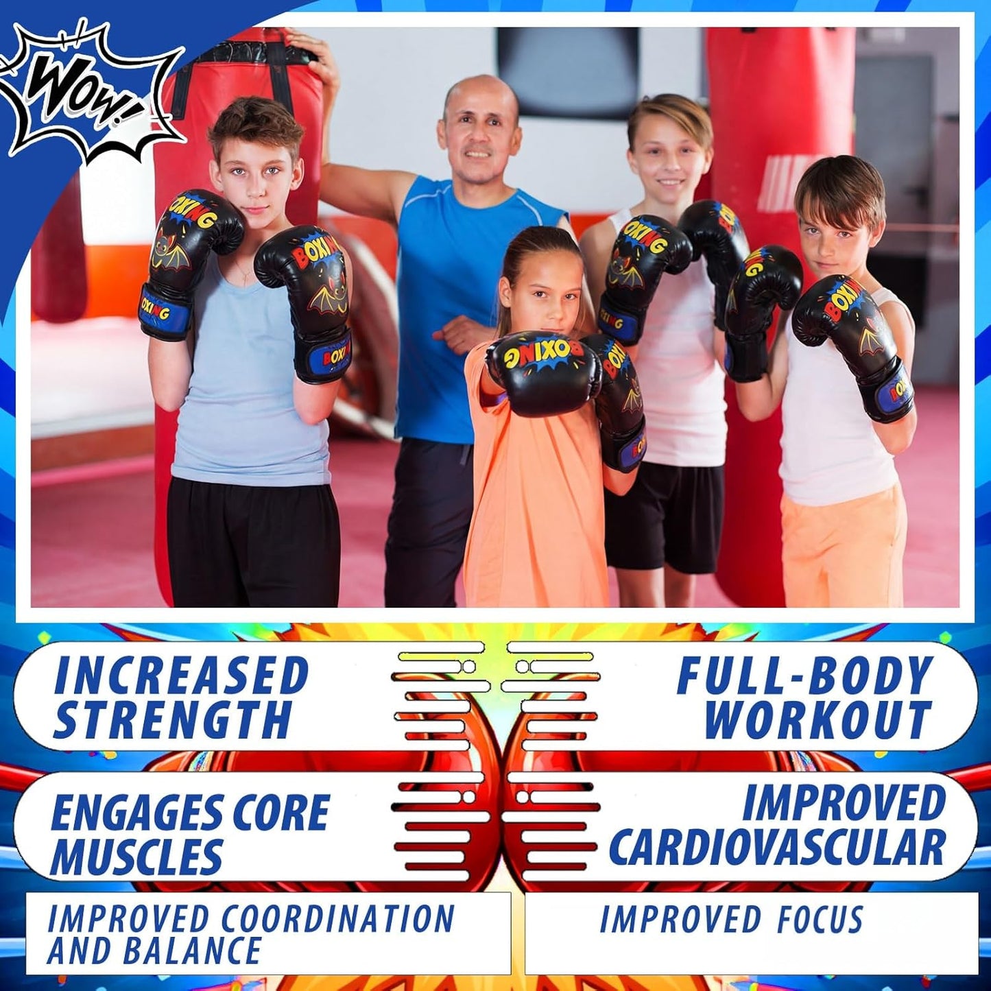 Boxing Gloves and Punching Mitts Set 4Oz Gloves Boxing Pads Kids Youth Sparring Gear Training Equipment for Taekwondo Kick Karate Muay Thai MMA Martial Art