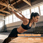 Wooden Gym Rings with 9Ft Double-Layer Numbered Straps Quick Adjust. 1.25” Olympic Rings for Home Gym Small Apartment Hotel Camping Full Body Workout Calisthenics Strength Training Body