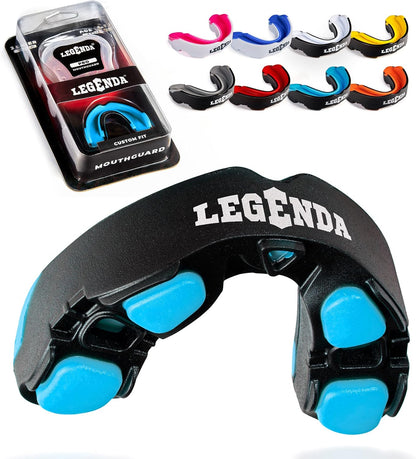 Mouth Guard Sports W/Case, Professional Mouthguard for Boxing, Football, Hockey, Jiu Jitsu, Muay Thai, MMA, Wrestling and High Contact Sports, Fits Adults, Youth, Kids 11+ (Black/Blue)