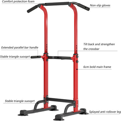 Power Tower Dip Station Pull up Bar for Home Gym Adjustable Height Strength Training Workout Equipment,Pull up Bar Station
