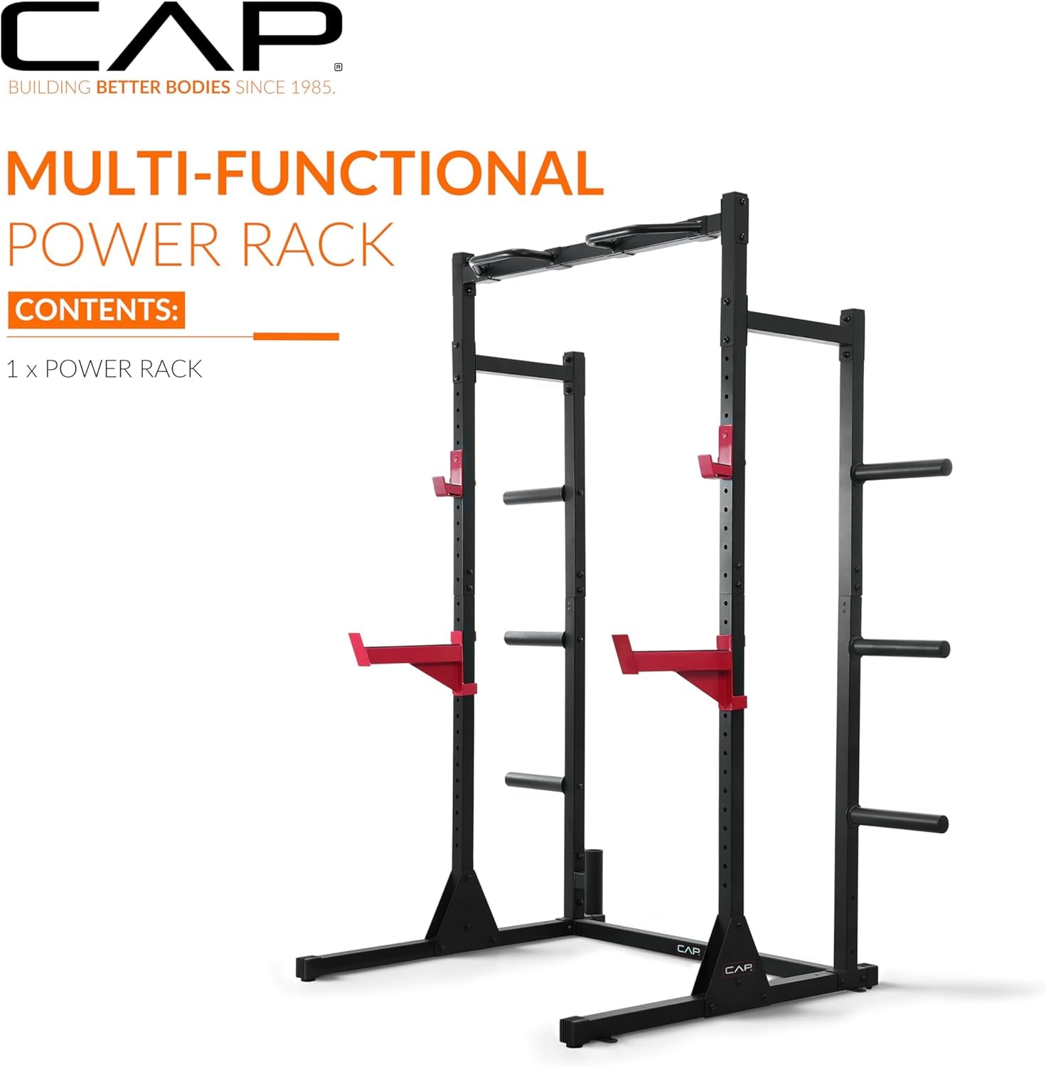 Cap Barbell Power Rack with Pull up Bar & Attachments - Multiple Colors