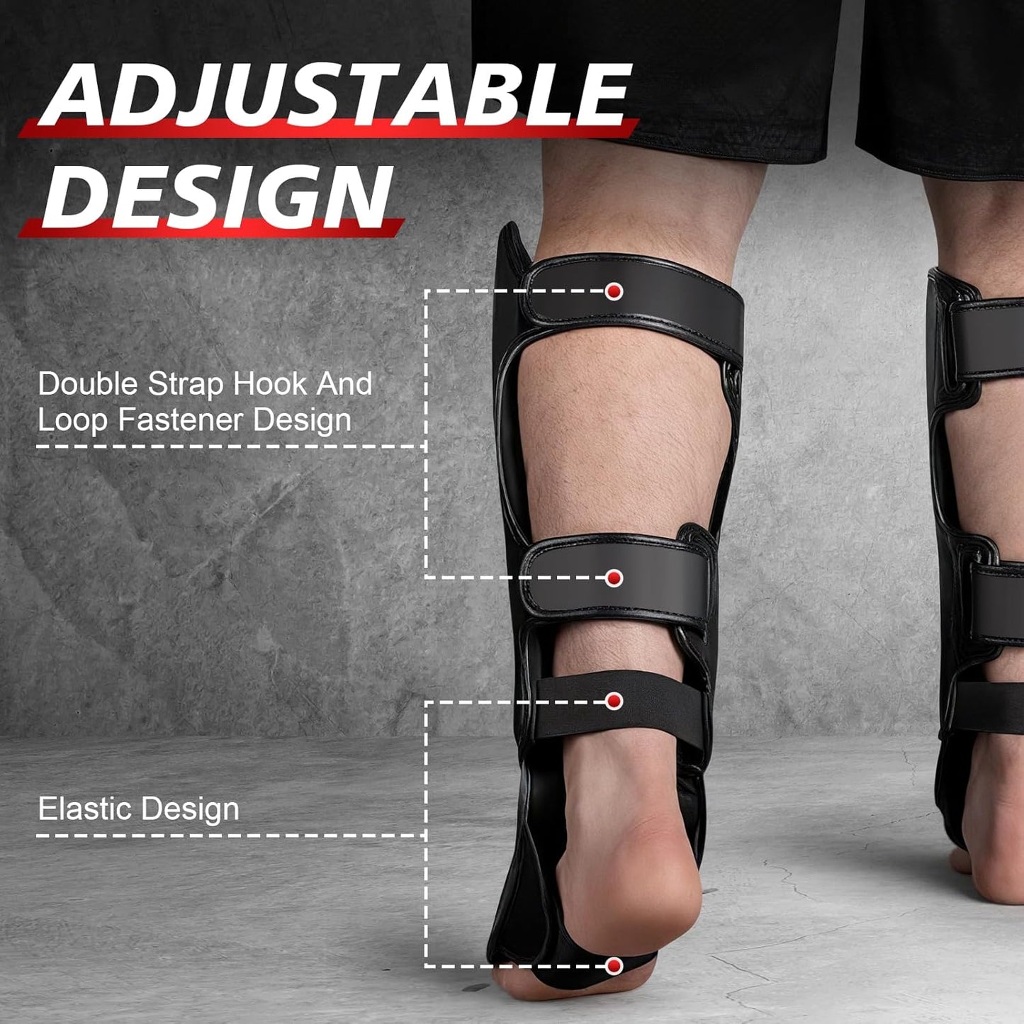 Kickboxing Shin Guards Muay Thai Shin Pads with 16 OZ Boxing Gloves, Adjustable Leg Guards with Instep Protection Shinguards with Workout Gloves Martial Arts Training Equipment for MMA Training
