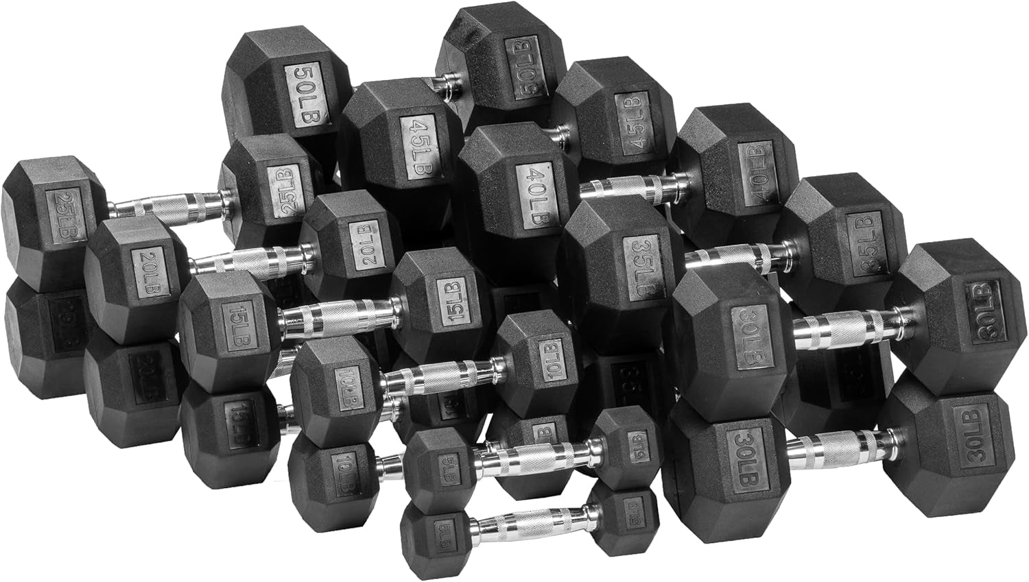 Hex Dumbbells Rubber Coated Hand Weight Set, 60LBS Sets