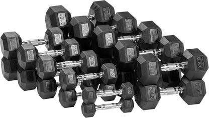 Hex Dumbbells Rubber Coated Hand Weight Set, 60LBS Sets