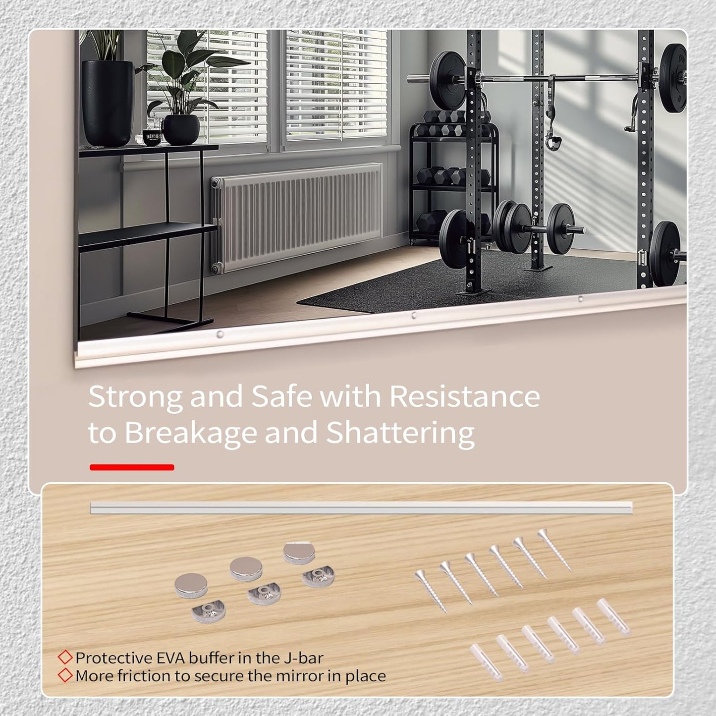 Tempered Glass Home Gym Mirror, 2Pcs 48"X30" Large Gym Mirror, HD Large Full Body Mirrors for Dance, Yoga, Frameless, Fitness, Garage