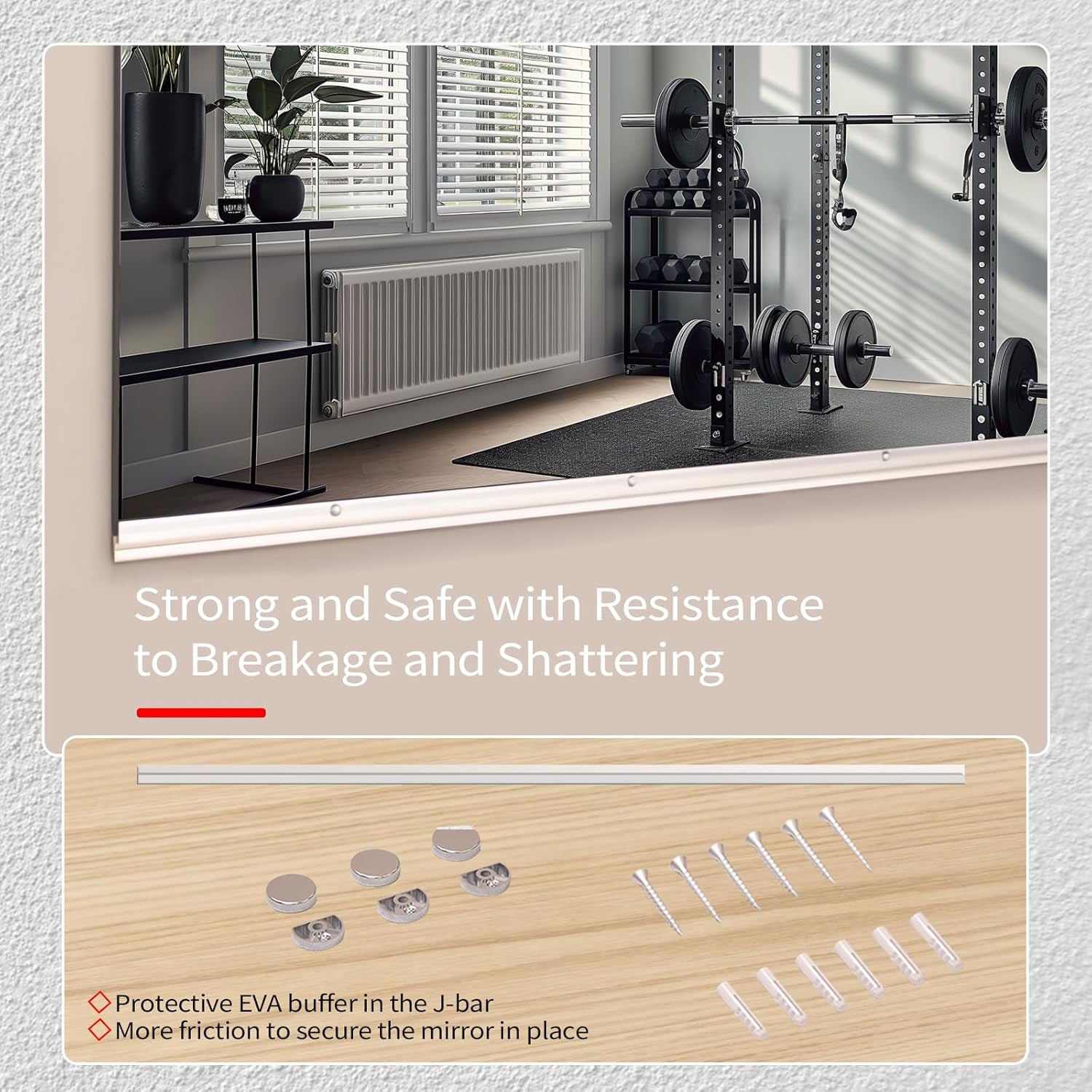 Tempered Glass Home Gym Mirror, 2Pcs 48"X30" Large Gym Mirror, HD Large Full Body Mirrors for Dance, Yoga, Frameless, Fitness, Garage