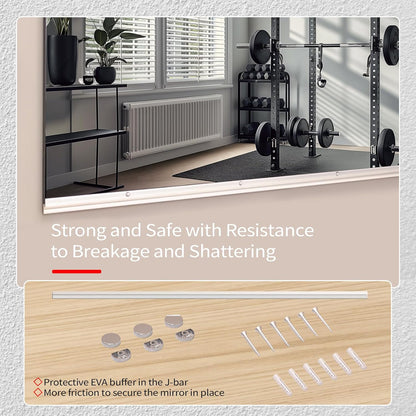 Tempered Glass Home Gym Mirror, 2Pcs 48"X30" Large Gym Mirror, HD Large Full Body Mirrors for Dance, Yoga, Frameless, Fitness, Garage