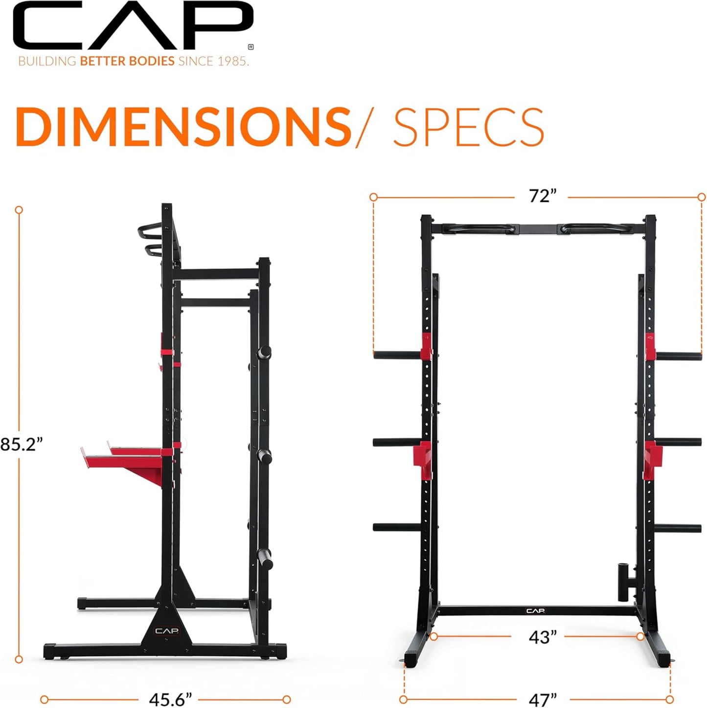 Cap Barbell Power Rack with Pull up Bar & Attachments - Multiple Colors