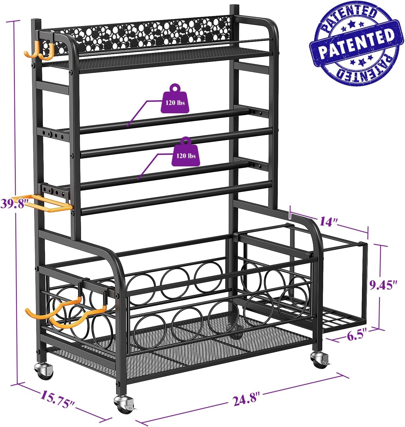 Dumbbell Rack,  Adjustable Weight Rack for Home Gym, Home Gym Storage Rack for Yoga Mat Kettlebells and Strength Training Equipment, Weight Storage Rack for Dumbbells with Wheels
