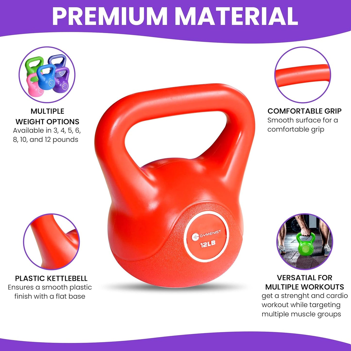 Exercise Kettlebell Fitness Workout Body Equipment Choose Your Weight Size (10 LB)
