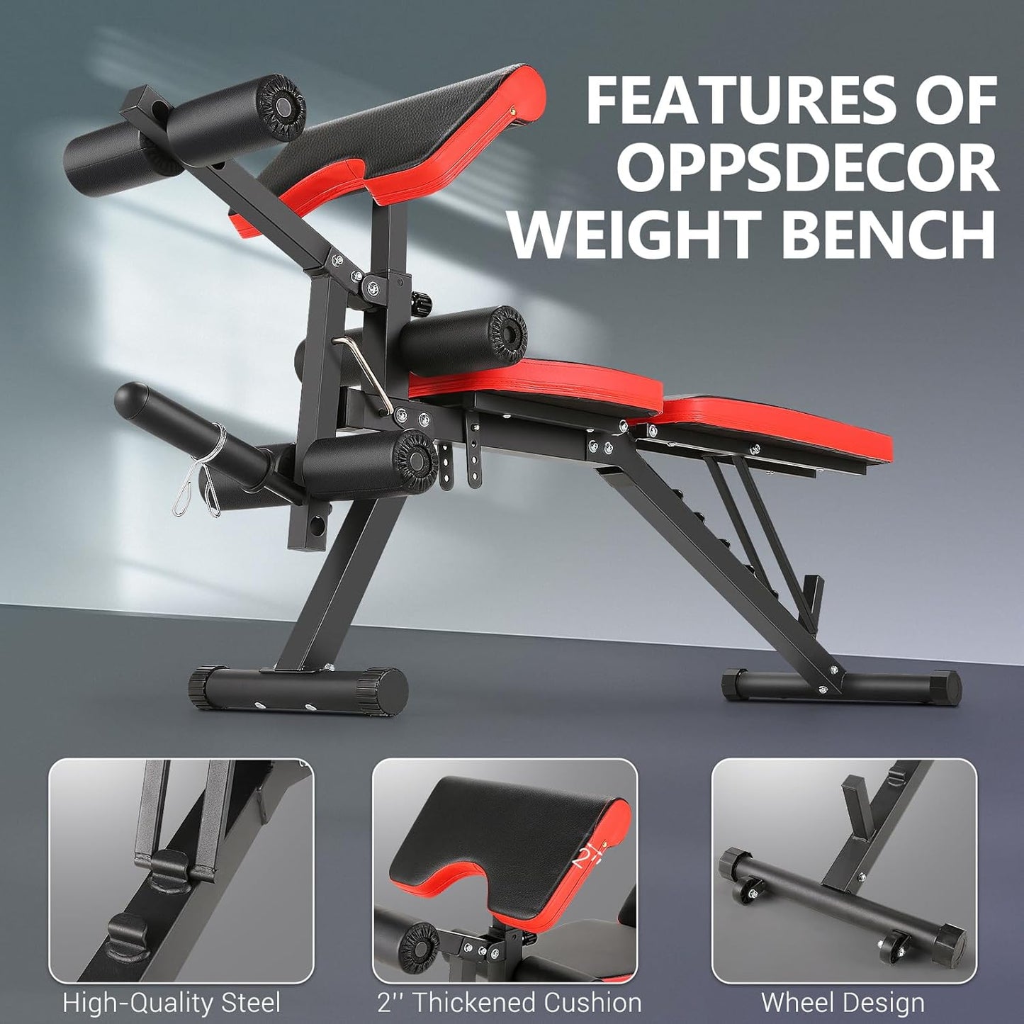 800LBS Adjustable Weight Bench, Workout Bench for Home Gym, Weight Bench with Leg Extension and Leg Curl, Preacher Curl Bench, Gym Bench Exercise Bench