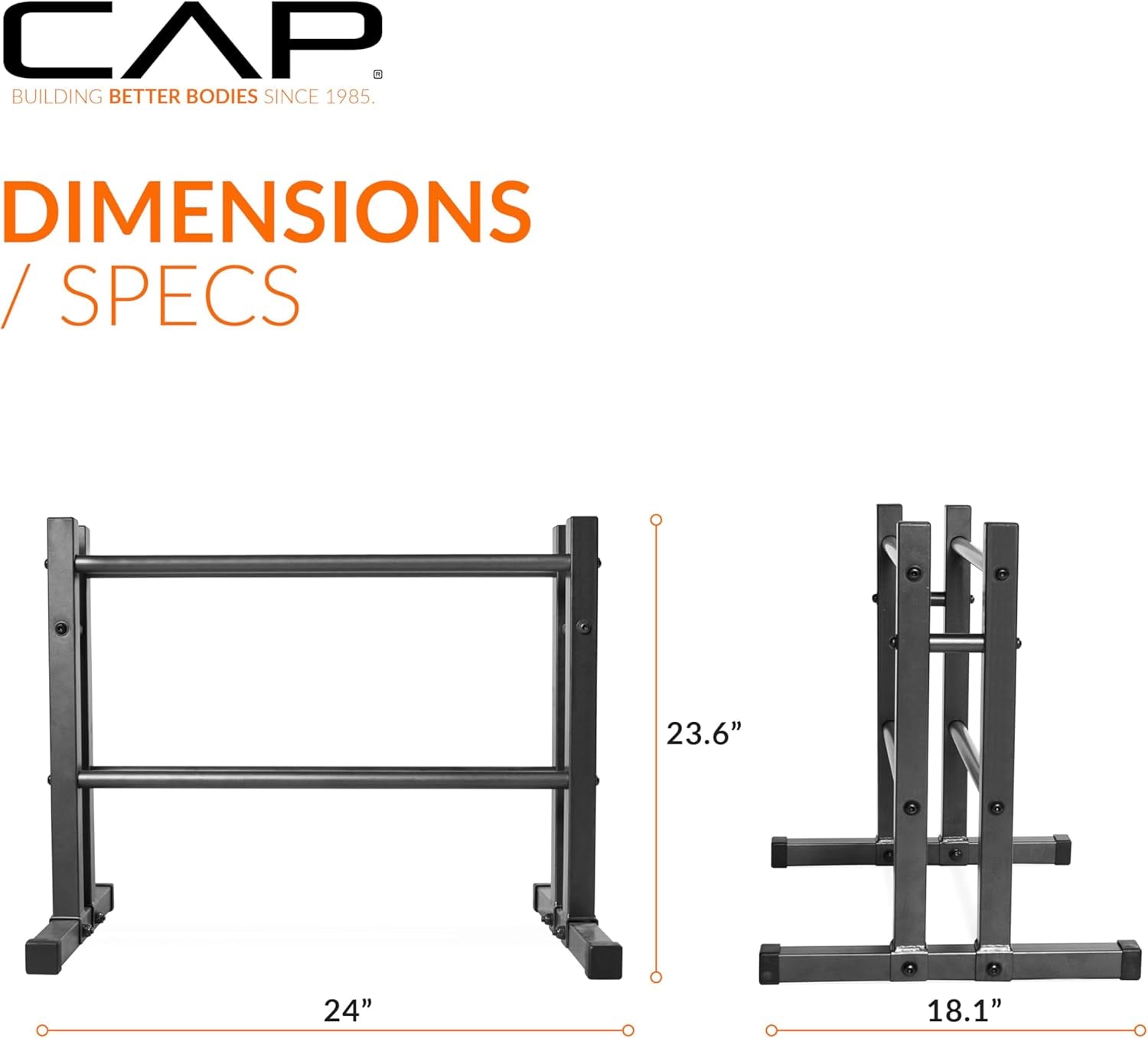 CAP Barbell 24" Dumbbell and Kettlebell Rack – Compact Weight Storage for Home Gym, Holds Dumbbells, Kettlebells & Medicine Balls