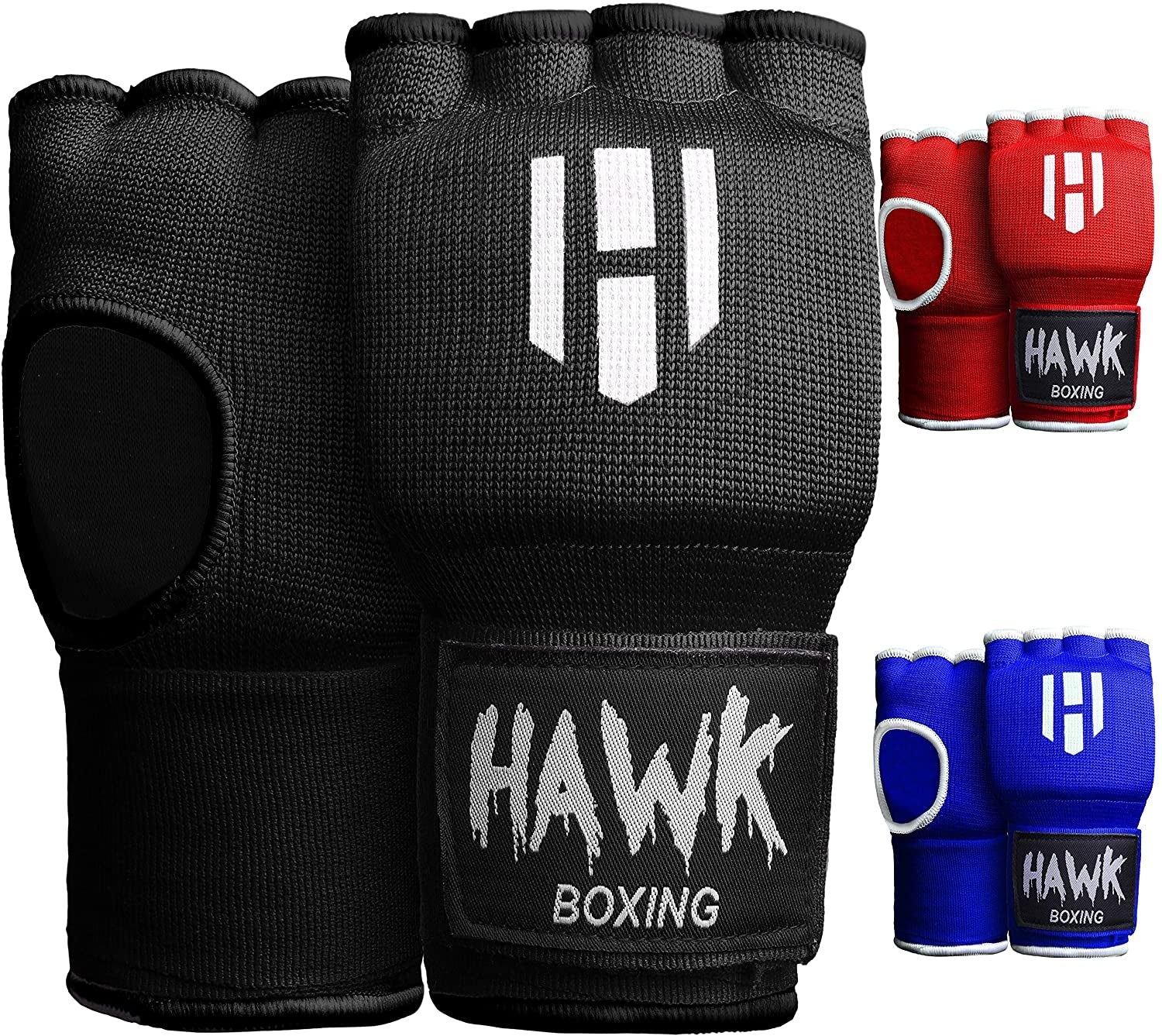 Hawk Padded Inner Gloves Training Gel Elastic Hand Wraps for Boxing Gloves Quick Wraps Men & Women Kickboxing Muay Thai MMA Bandages Fist Knuckle Wrist Wrap Protector Handwraps (Pair)