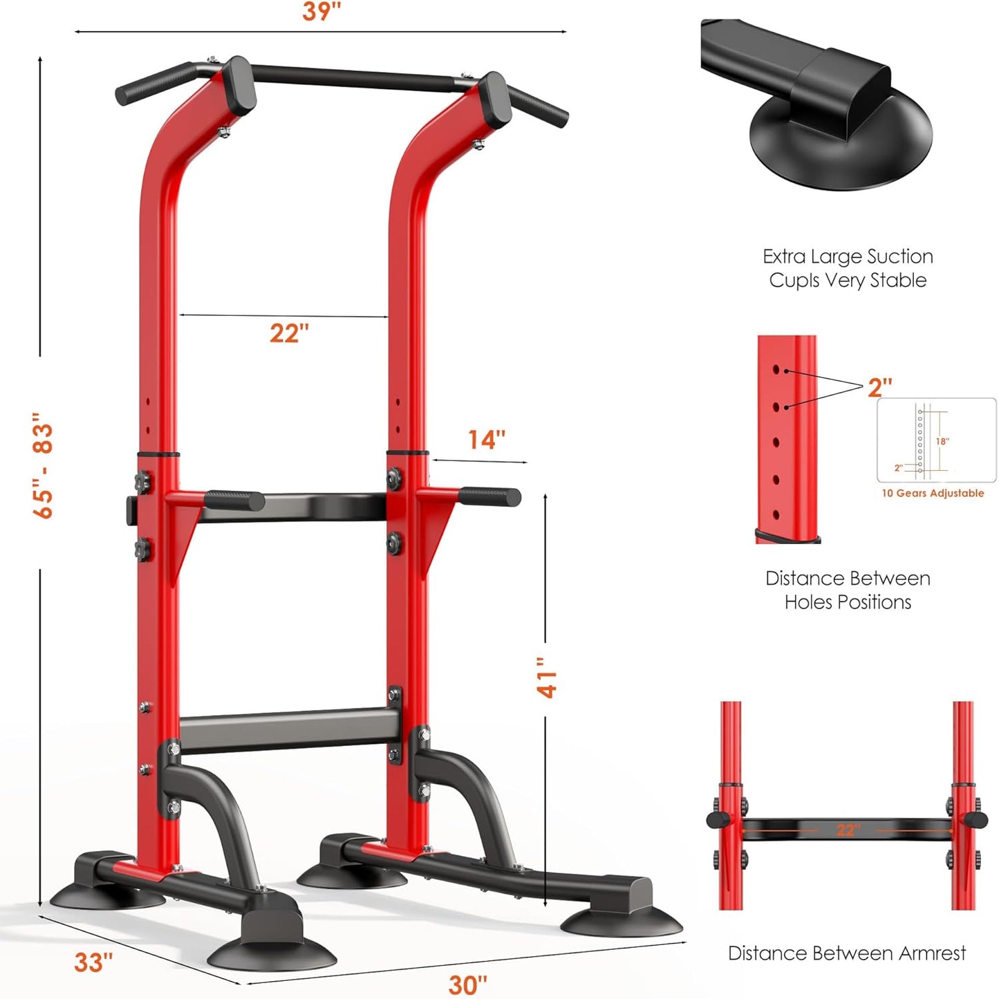 Power Tower Dip Station Pull up Bar for Home Gym Adjustable Height Strength Training Workout Equipment,Pull up Bar Station