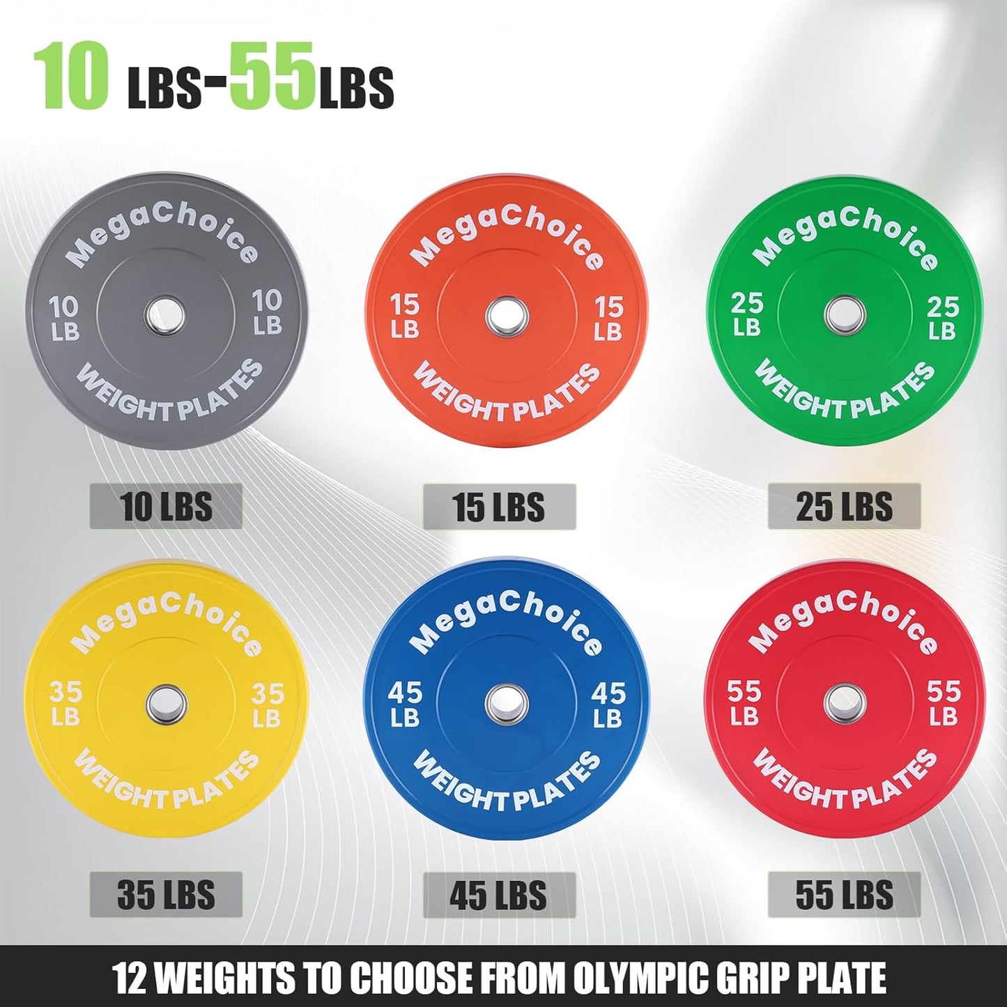 2" Rubber Bumper Weight Plates (Pairs/Single 1.25-55 Lbs) - Change Weight Plates Set 2 in Colored Fractional Weight Plates for Weightlifting,Home Gym Strength Training