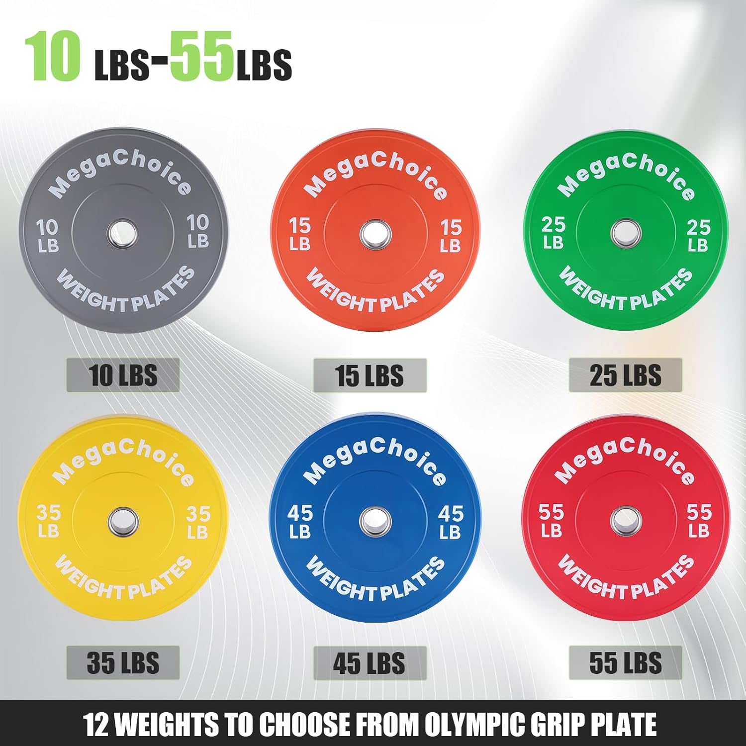 2" Rubber Bumper Weight Plates (Pairs/Single 1.25-55 Lbs) - Change Weight Plates Set 2 in Colored Fractional Weight Plates for Weightlifting,Home Gym Strength Training