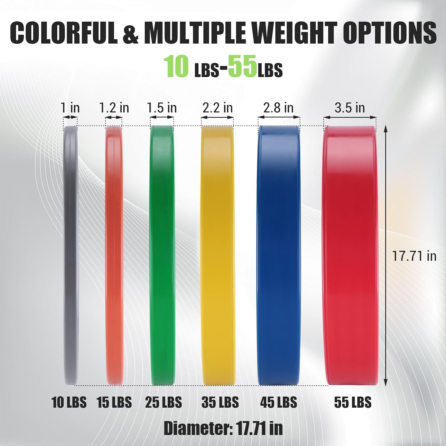 2" Rubber Bumper Weight Plates (Pairs/Single 1.25-55 Lbs) - Change Weight Plates Set 2 in Colored Fractional Weight Plates for Weightlifting,Home Gym Strength Training