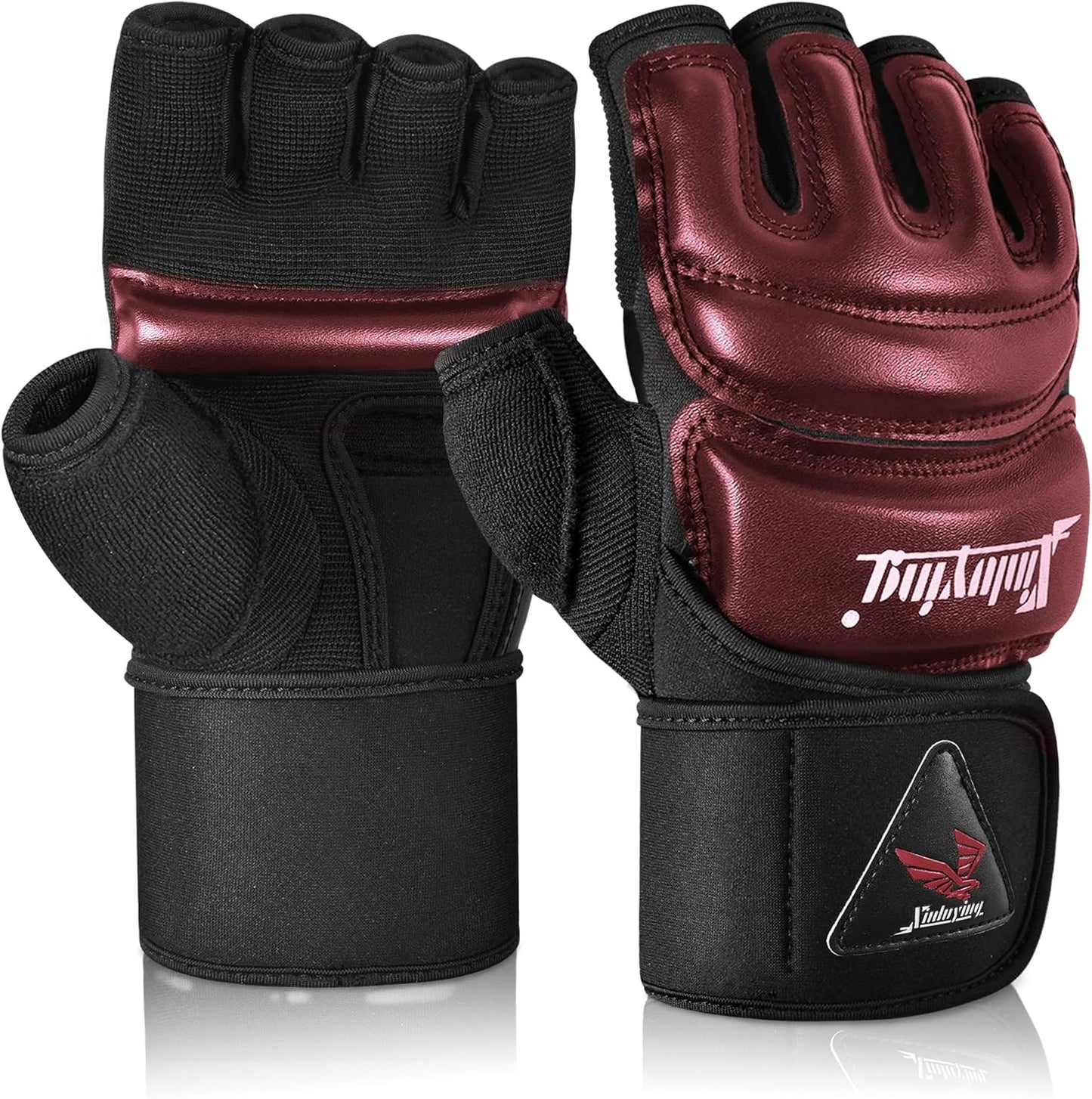 MMA Gloves Boxing Punch Bag Training Martial Arts Sparring Grappling Kickboxing Muay Thai Gloves, Thickened Knuckle Pads, Wider Wristband, Fingerless Rub Resistance Mitts for Men Women Kids