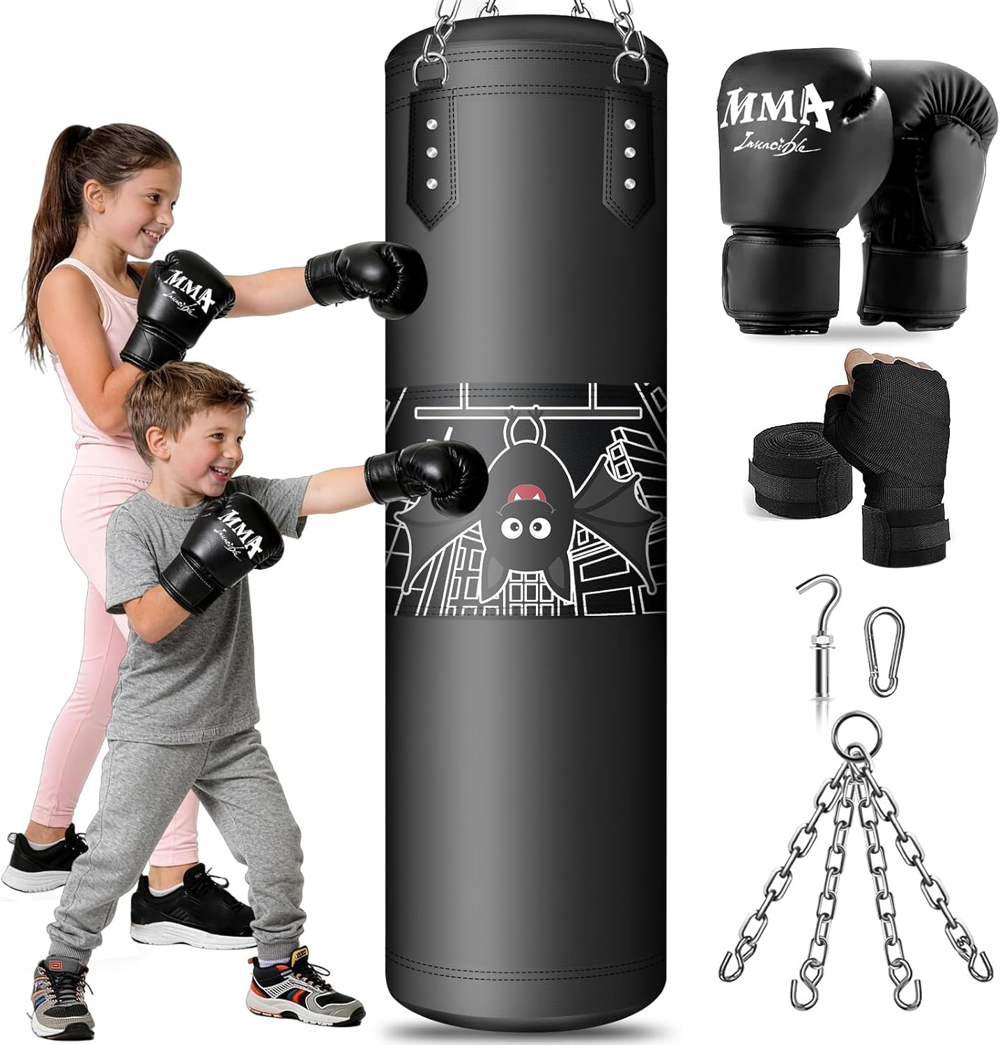 Punching Bag for Kids, 2.7FT Hanging Boxing Bag with Boxing Gloves, Kids Boxing Set Kickboxing Bag for Youth Boxing Karate Muay Thai Kick Taekwondo Training