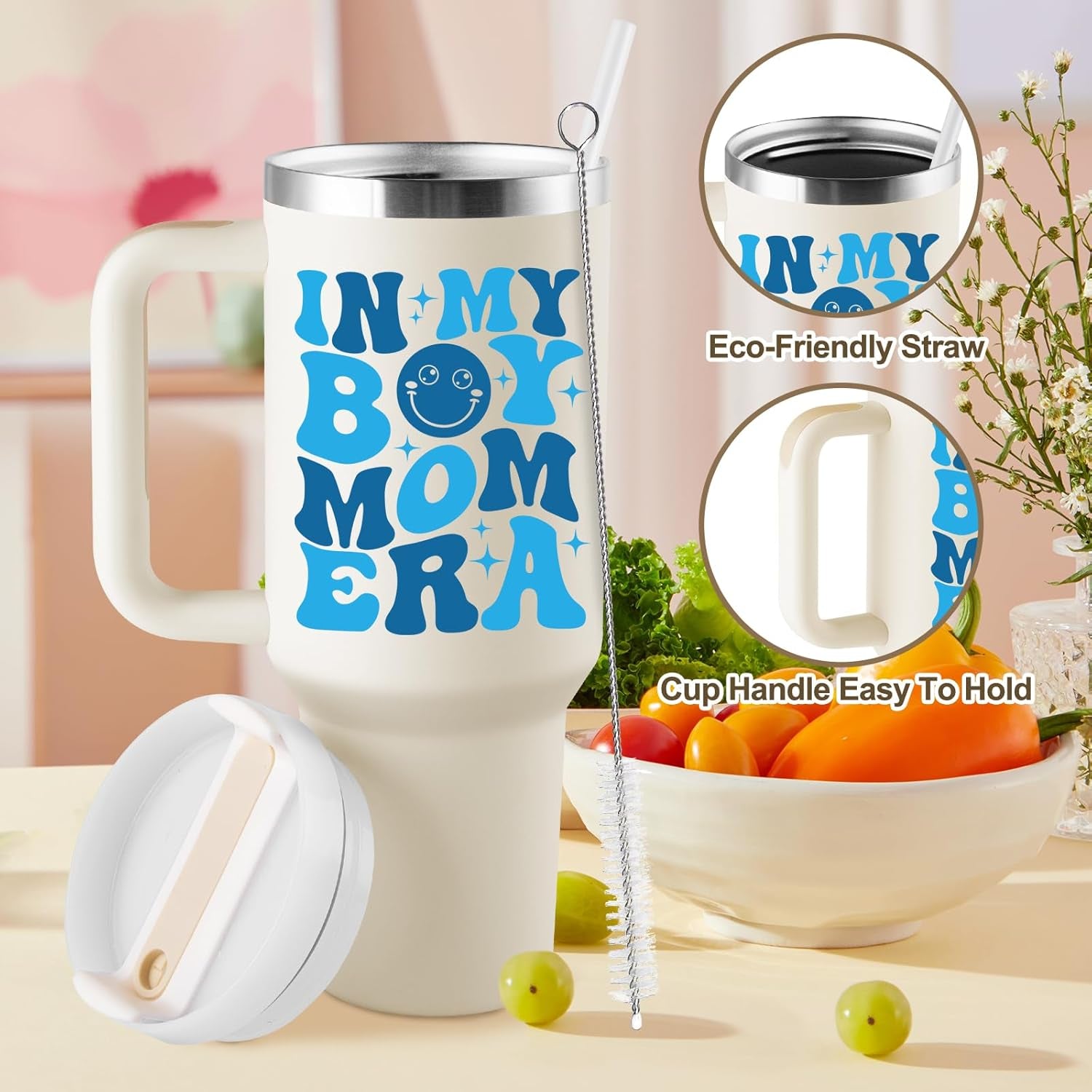 Boy Mom Gifts for New Mom - First Mothers Day Gifts for New Moms, Boy Mama, Pregnant Mother, Expecting Mommy, First Time Moms to Be, Mommy to Be - 40Oz Travel Cup Insulated Tumbler with Lid & Straw