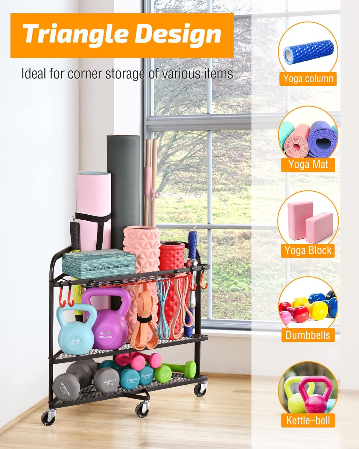 Weight Rack for Dumbbells, Home Gym Storage for Dumbbells Yoga Mat Kettlebells, Yoga Mat Storage Rack for Garage, Home Gym