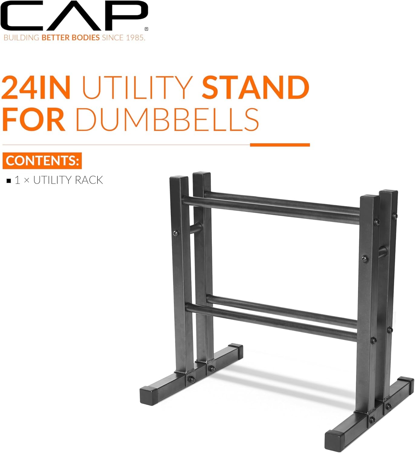 CAP Barbell 24" Dumbbell and Kettlebell Rack – Compact Weight Storage for Home Gym, Holds Dumbbells, Kettlebells & Medicine Balls